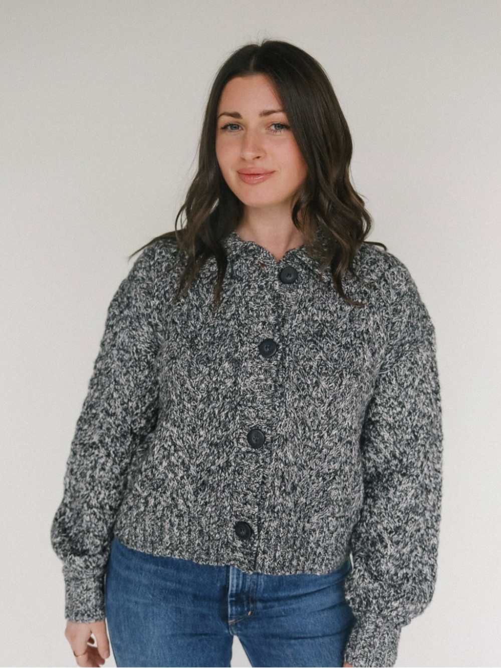 Line the label Celeste Sweater cardigan jacket black and white
